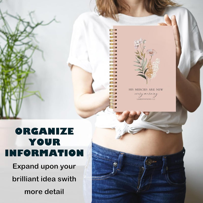 BearCake Orange Bible Christian Journals Floral Notebooks for Women Note Taking,Prayer Journal for Women, His Mercies are New Every Morning,Bible Study Journal for Women 5.5x8.3 - Image 5